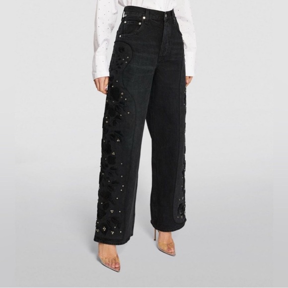 Citizens of Humanity Ayla Embroidered Wide Leg Jeans Voila Size 33 NWT - Picture 2 of 13